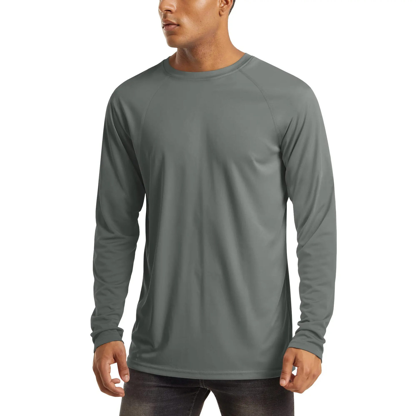 Men's UPF 50+ Long Sleeves Shirts Quick Dry Lightweight Summer Sportswear Crew Neck Tops