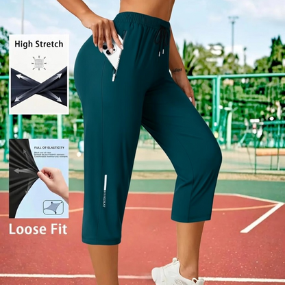 🔥8-Packs $24.99🔥Women's Capris Pants - Summer Drawstring Waist, Zippered Pockets