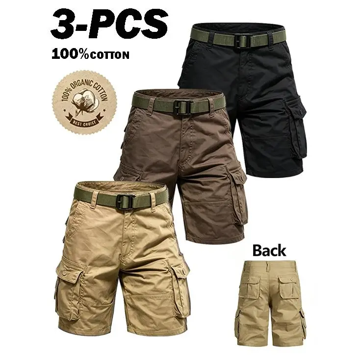 Men's Lightweight Cargo Shorts with Belt & Functional Pockets