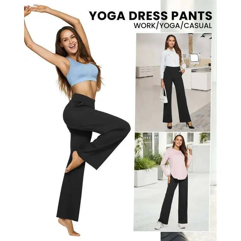💘Women's High-Waist Wide Leg Pants – Business Casual Yoga Dress Pants with Pockets