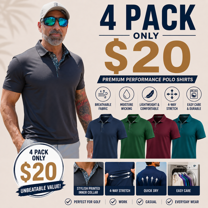 Men's Polo Shirts (Multi-Pack) — Soft, Breathable Pure Cotton Material