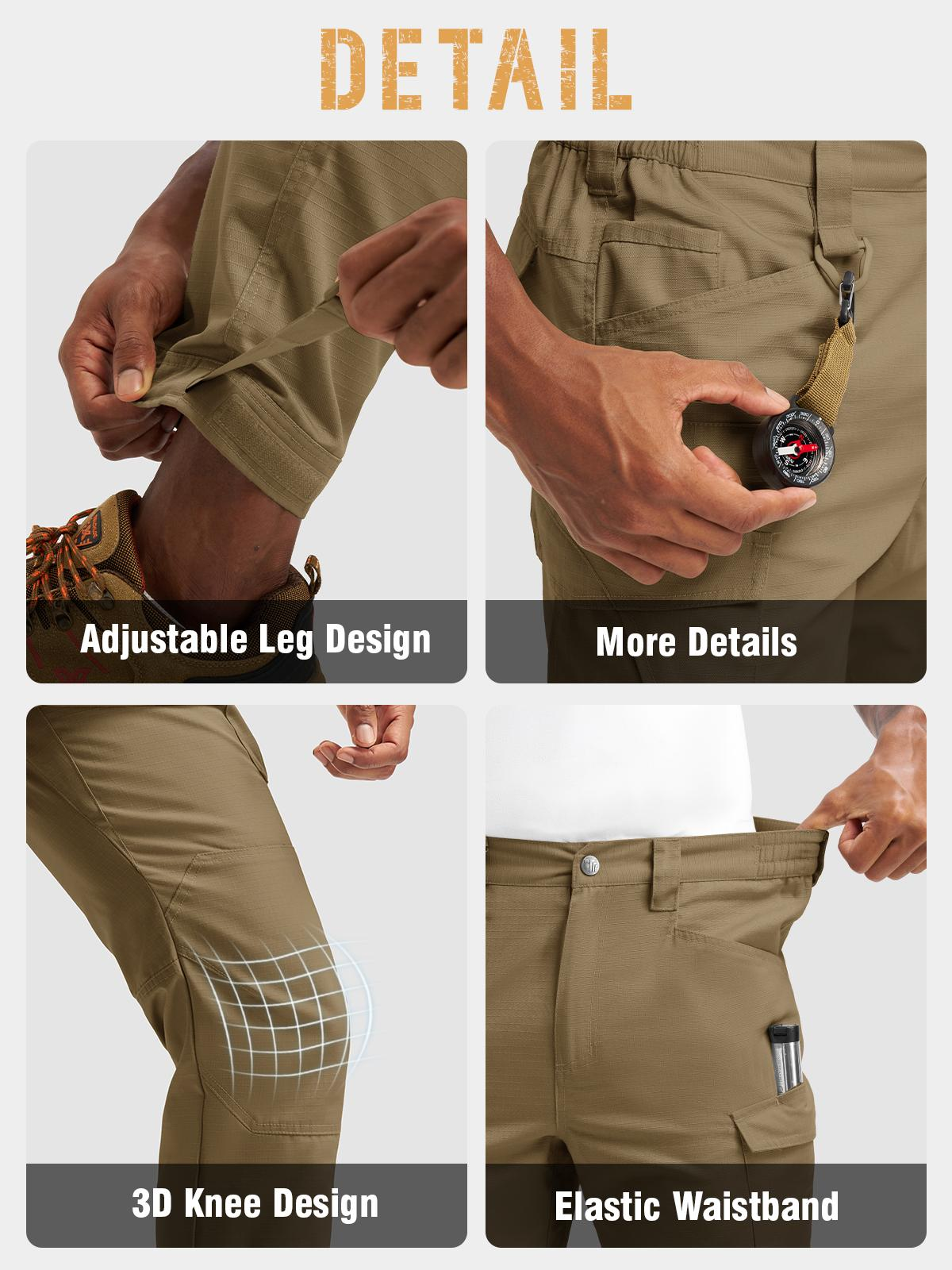 Men's Flex Stretch Tactical Pants, Water Resistant Ripstop Cargo Pants