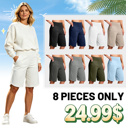 ⏰Last Day Sale 49% OFF🔥Women's Bermuda Shorts with Pockets -👍Knee Length Athletic Casual Long Shorts