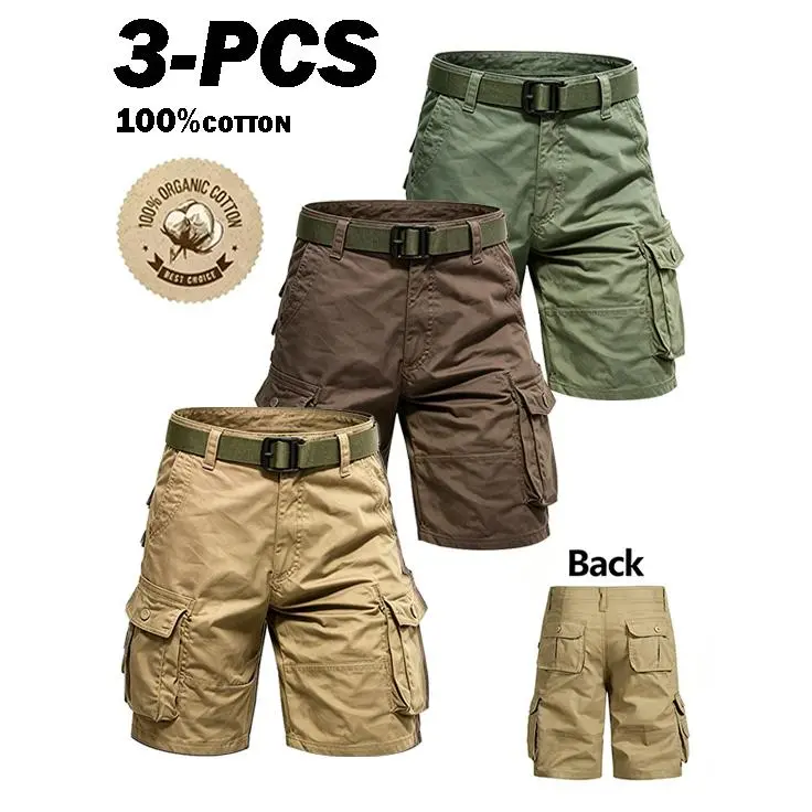 Men's Lightweight Cargo Shorts with Belt & Functional Pockets