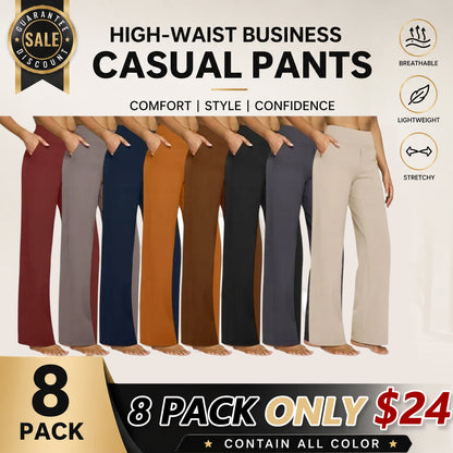 💘Women's High-Waist Wide Leg Pants – Business Casual Yoga Dress Pants with Pockets
