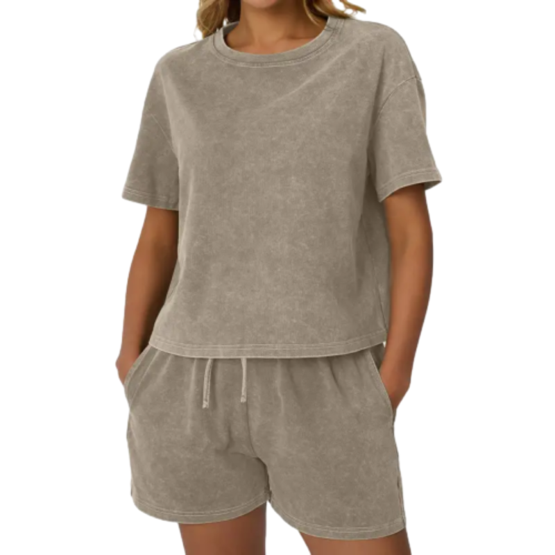 🌿 100% Cotton Women's Y2K Acid Wash 2-Piece Tank Top & Shorts Set
