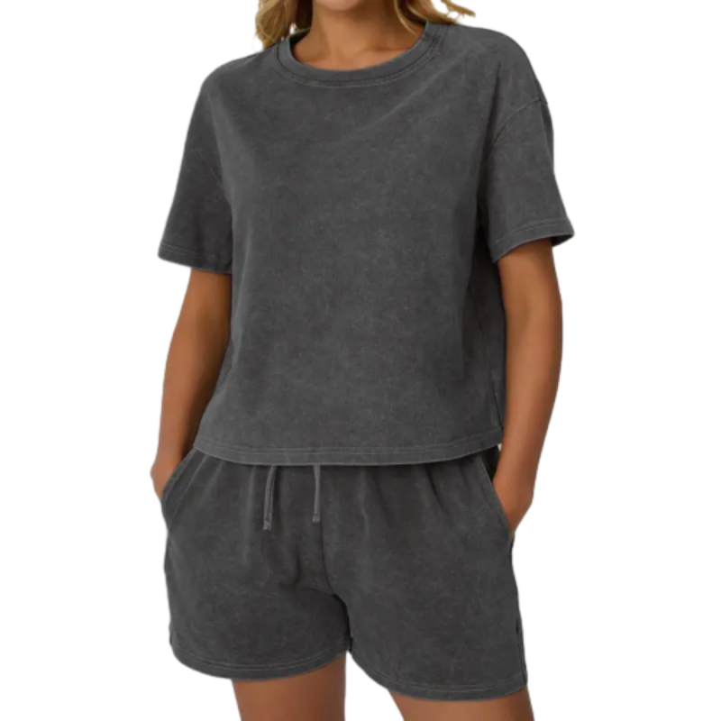 🌿 100% Cotton Women's Y2K Acid Wash 2-Piece Tank Top & Shorts Set