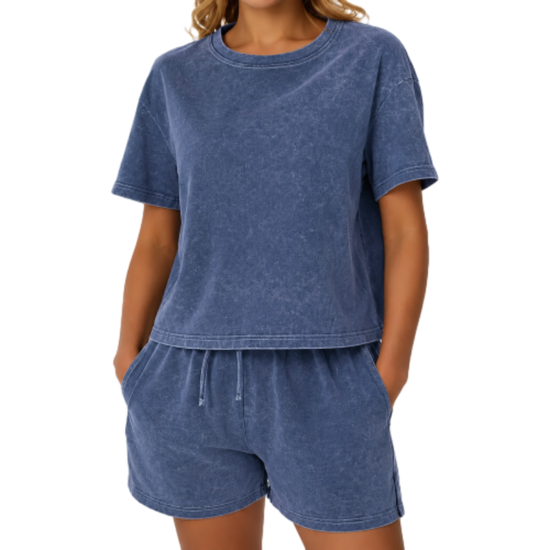 🌿 100% Cotton Women's Y2K Acid Wash 2-Piece Tank Top & Shorts Set