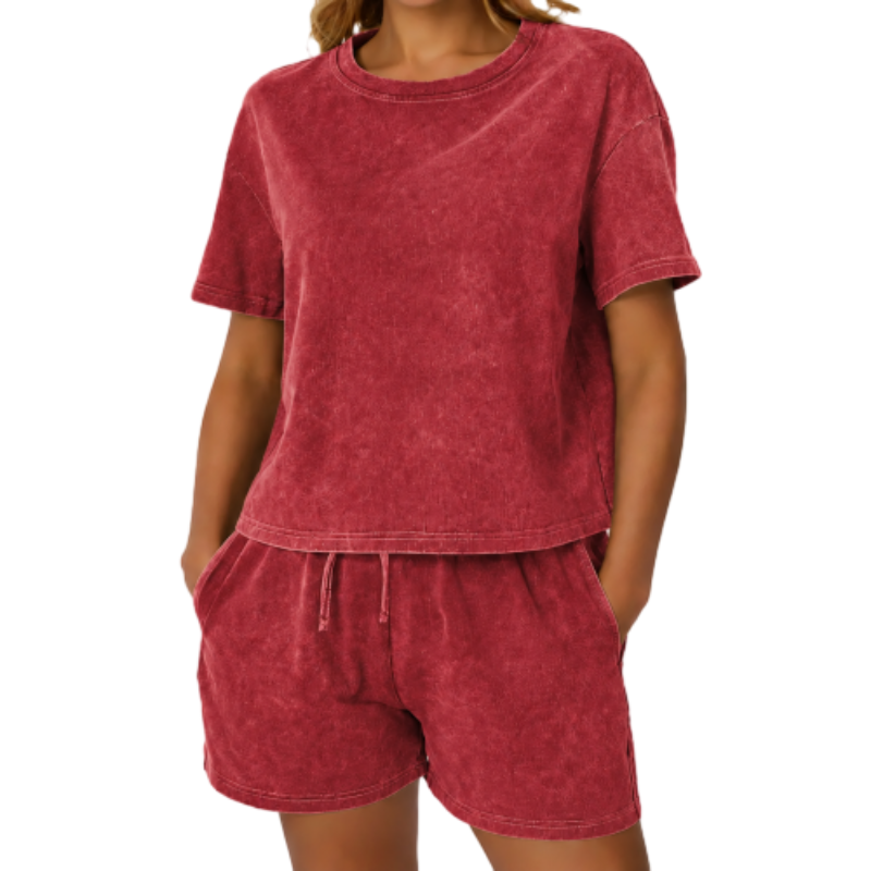 🌿 100% Cotton Women's Y2K Acid Wash 2-Piece Tank Top & Shorts Set