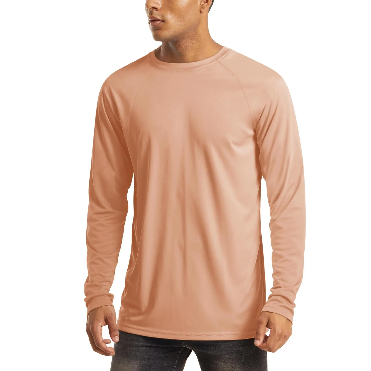 Men's UPF 50+ Long Sleeves Shirts Quick Dry Lightweight Summer Sportswear Crew Neck Tops