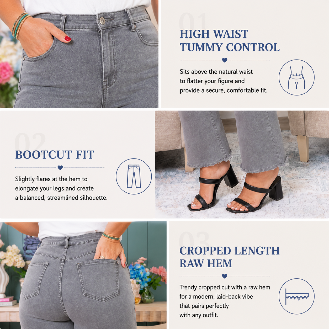 🔥 Limited-Time Sale ✨ Women's High Waist Cropped Bootcut Jeans | Acid Wash Stretch Denim Pants | Frayed Hem Casual Flare Trousers 👖