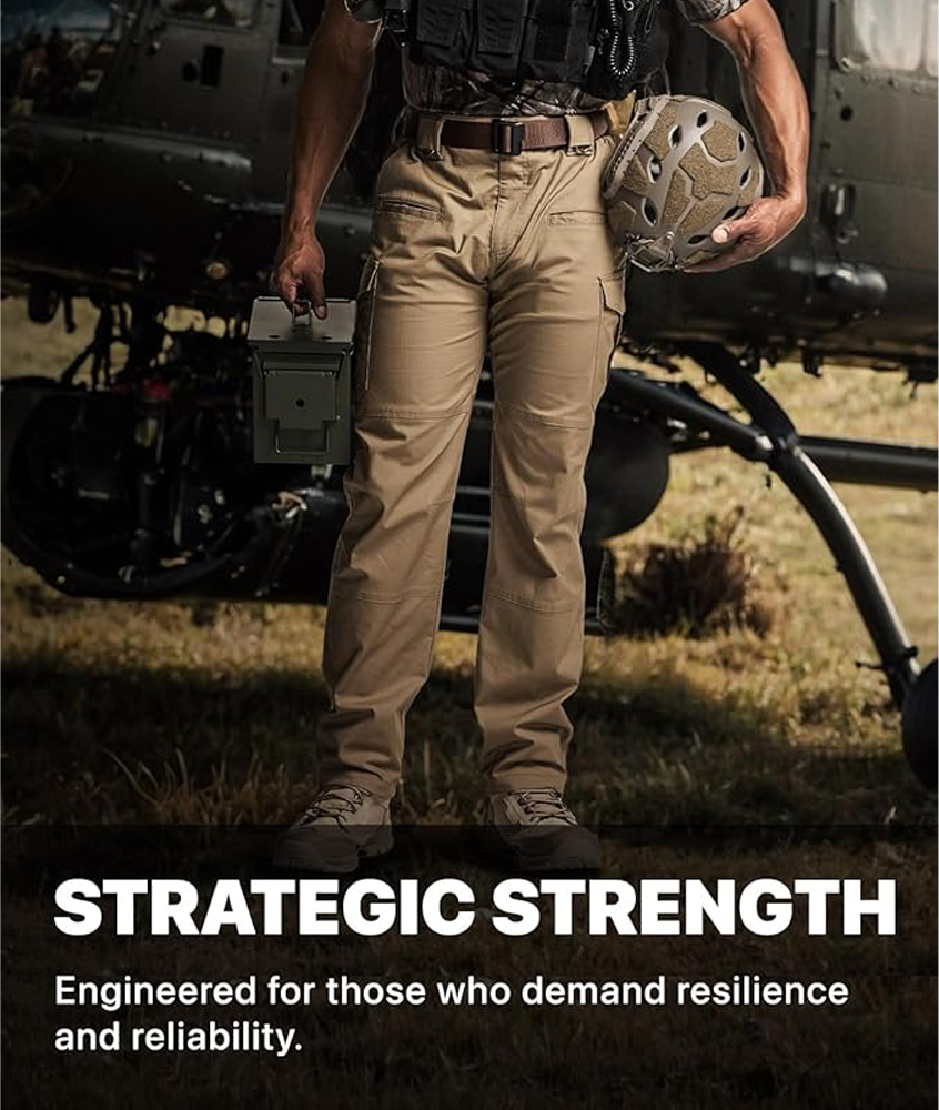 Men's Flex Stretch Tactical Pants, Water Resistant Ripstop Cargo Pants