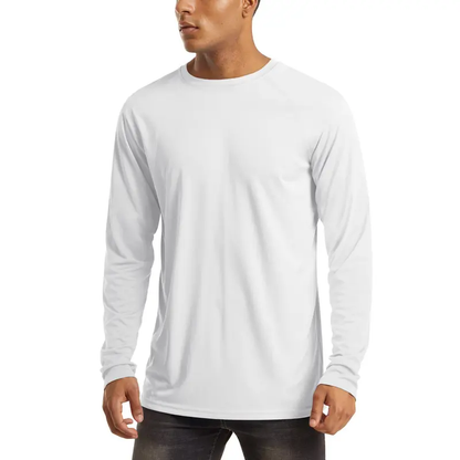 Men's UPF 50+ Long Sleeves Shirts Quick Dry Lightweight Summer Sportswear Crew Neck Tops