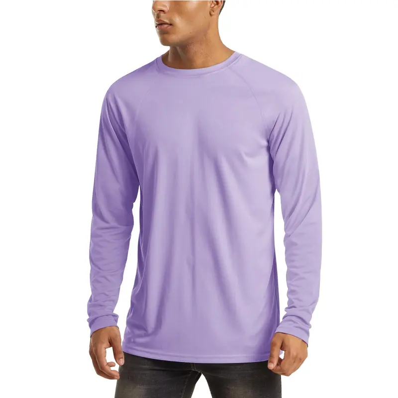 Men's UPF 50+ Long Sleeves Shirts Quick Dry Lightweight Summer Sportswear Crew Neck Tops