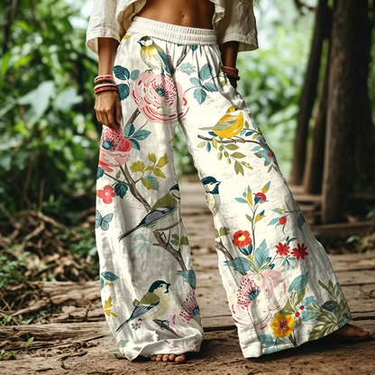 【LAST DAY SALE】Women's Casual Bohemian Style Floral Print Wide Leg Pant