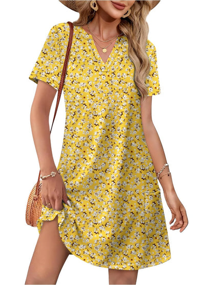 ⏰2026 Hot Sale 50% OFF💃Women's Casual V Neck Vacation Midi Dress With Pockets