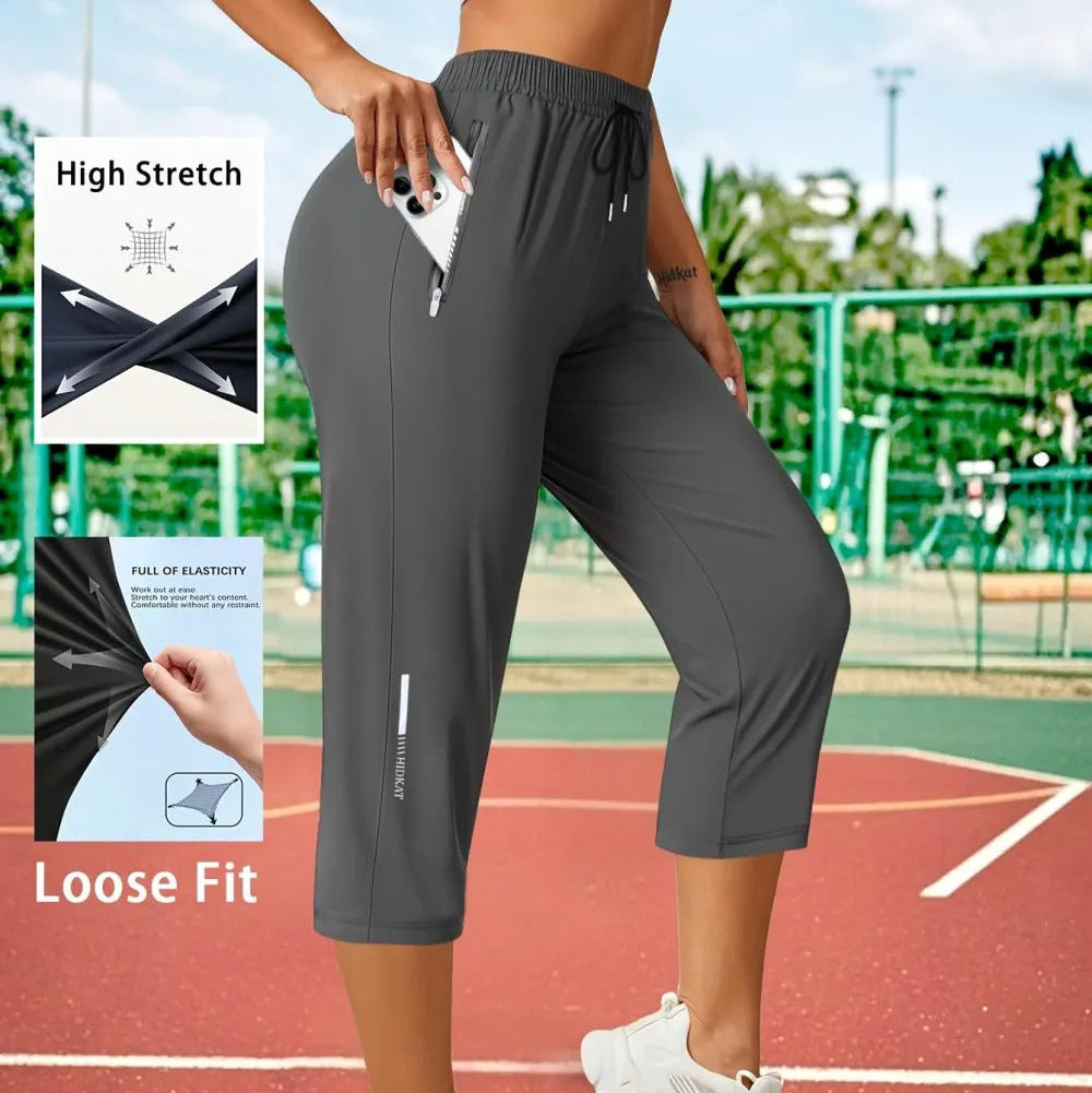 🔥8-Packs $24.99🔥Women's Capris Pants - Summer Drawstring Waist, Zippered Pockets