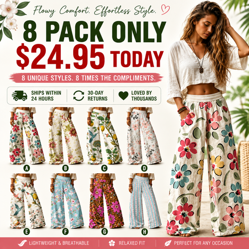 【LAST DAY SALE】Women's Casual Bohemian Style Floral Print Wide Leg Pant