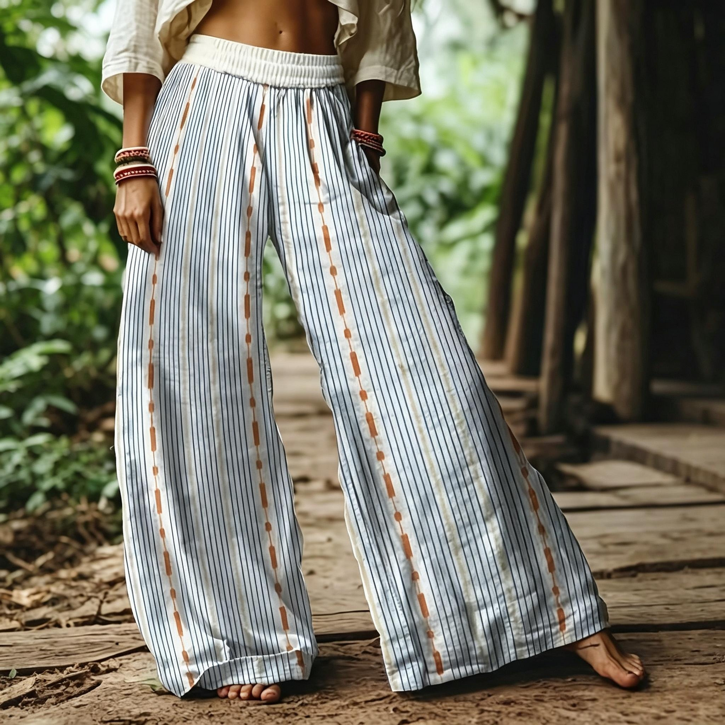 【LAST DAY SALE】Women's Casual Bohemian Style Floral Print Wide Leg Pant