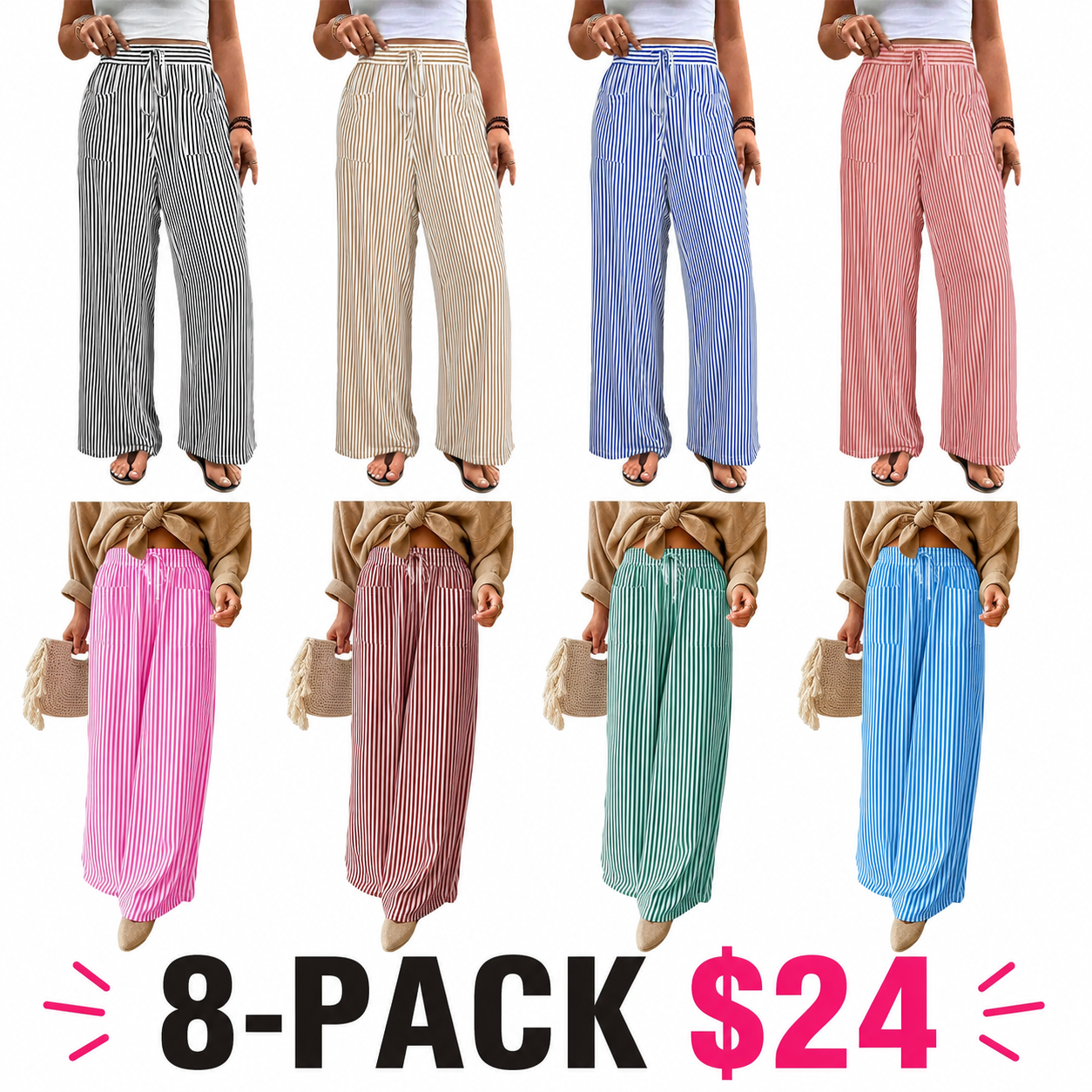 Womens Plus Size Wide Leg Pants with Pockets