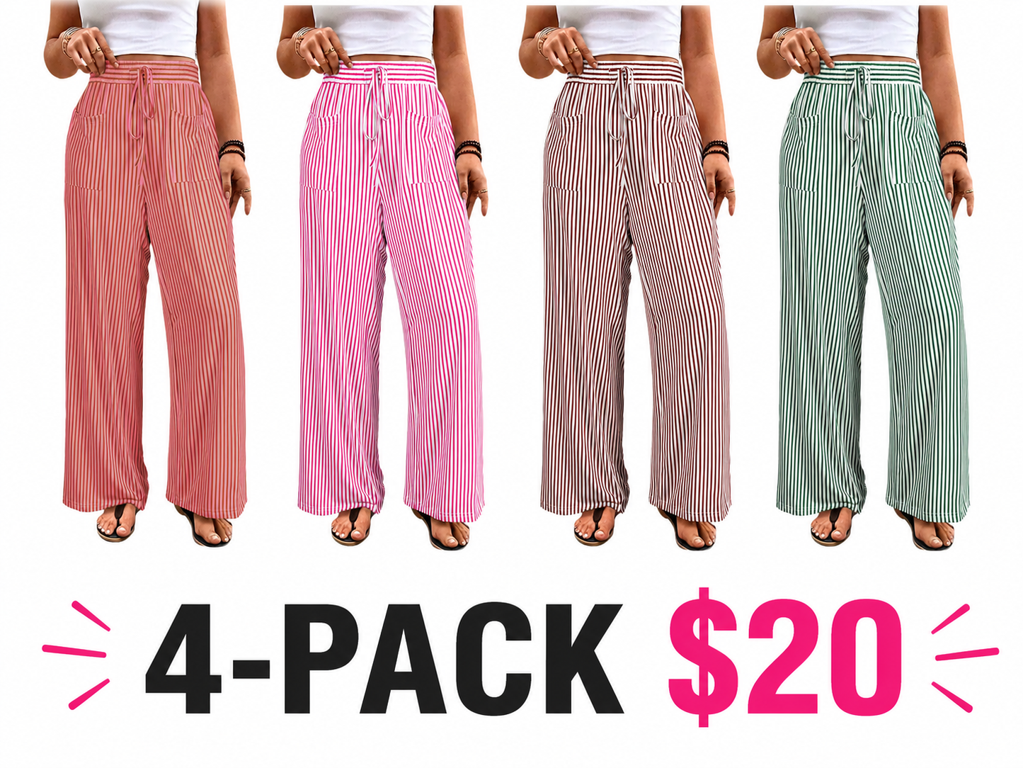 Womens Plus Size Wide Leg Pants with Pockets