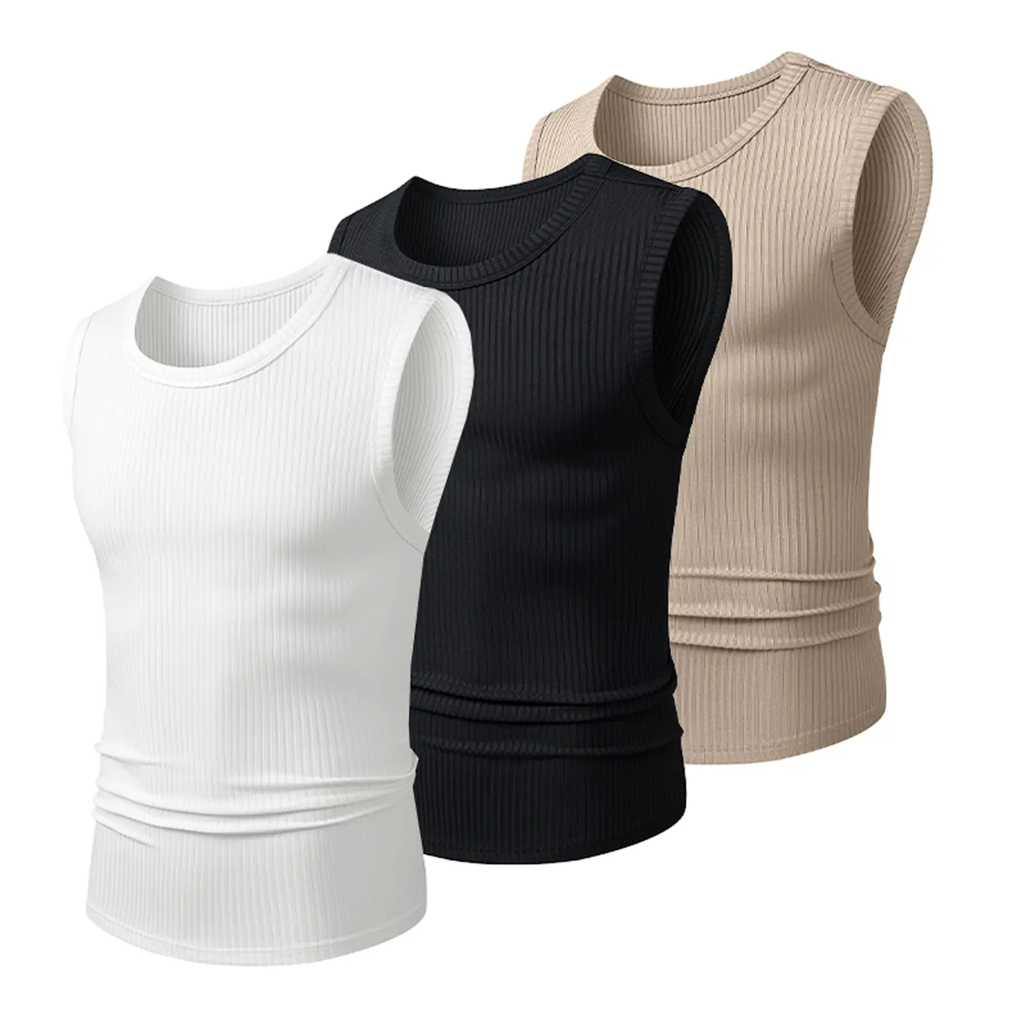 Men's Wide Strap Ribbed Tank Top