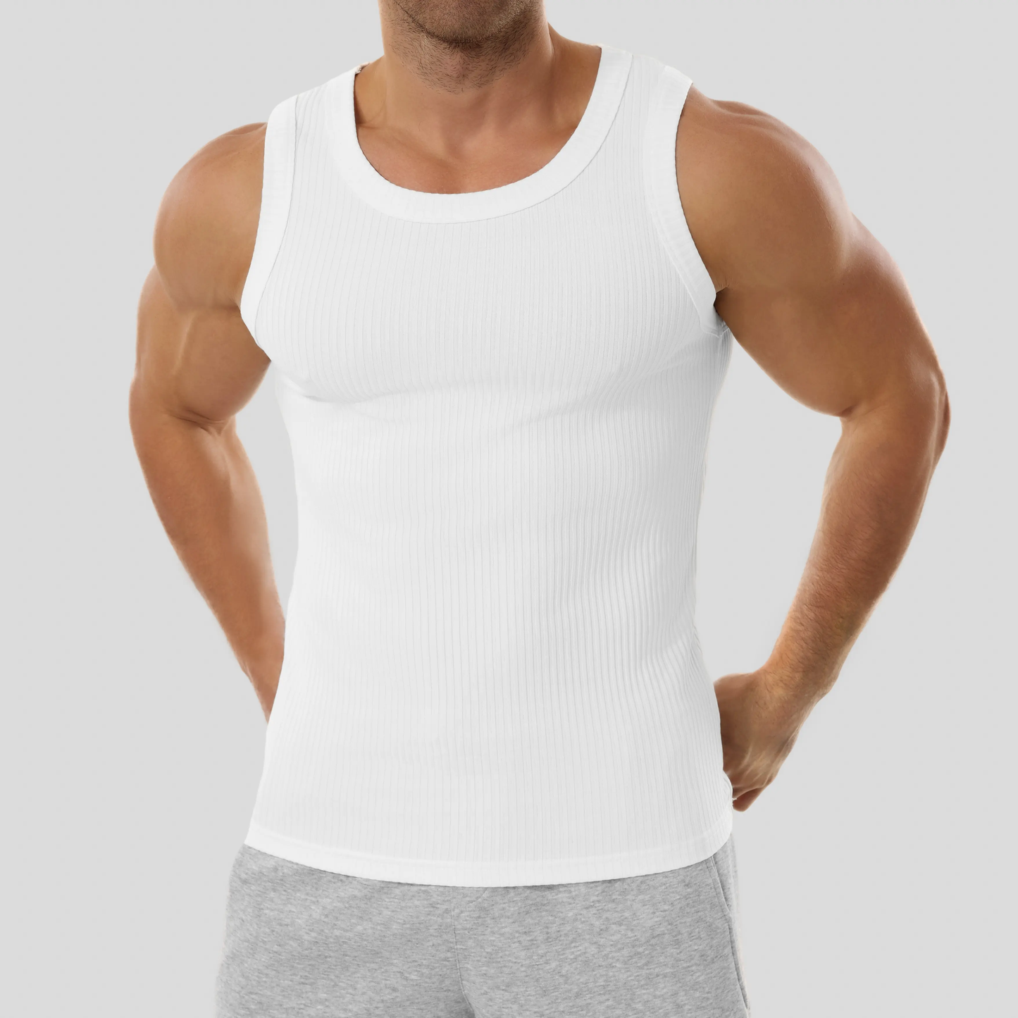 Men's Wide Strap Ribbed Tank Top
