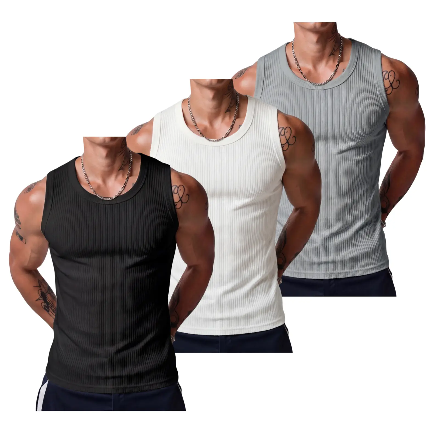 Men's Wide Strap Ribbed Tank Top