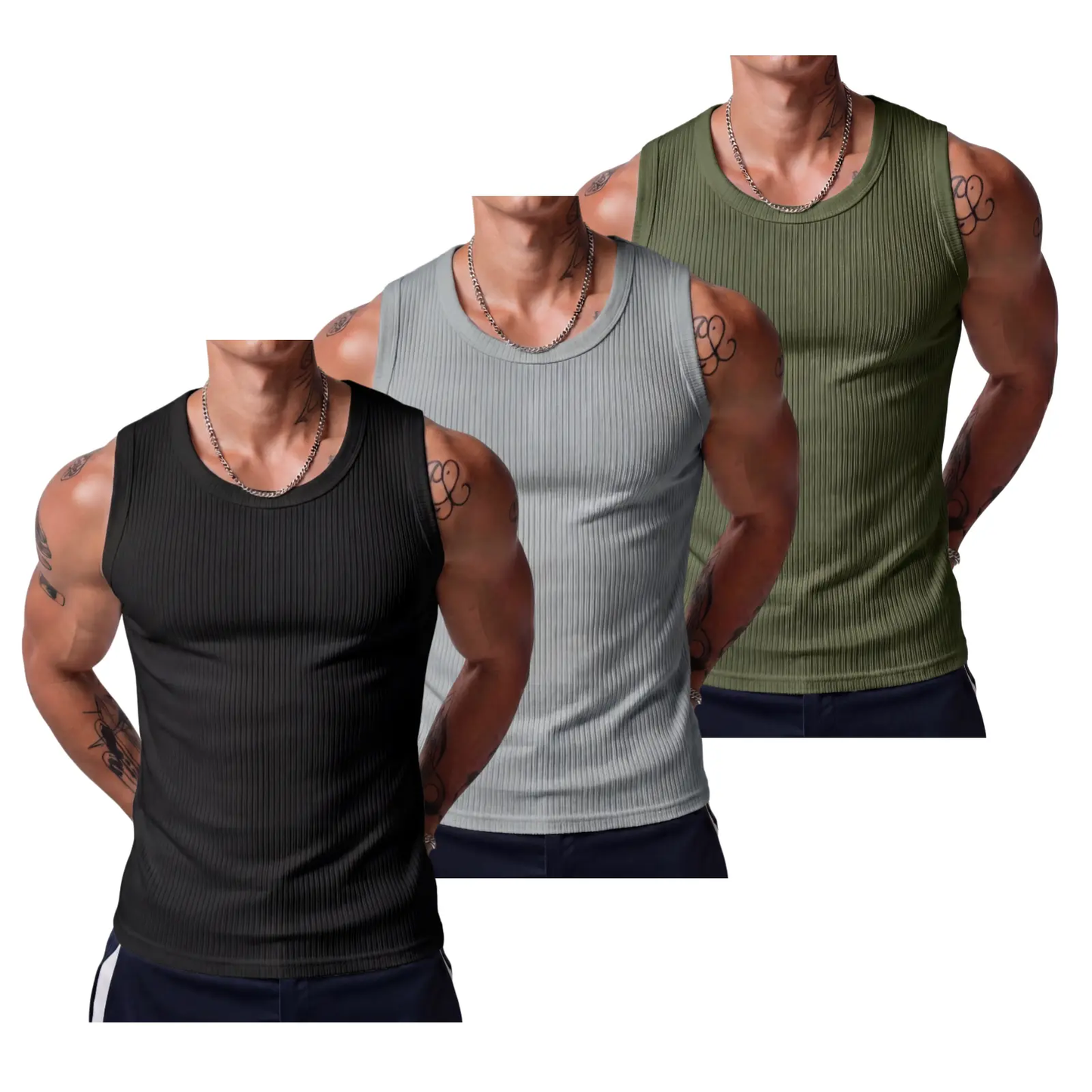 Men's Wide Strap Ribbed Tank Top