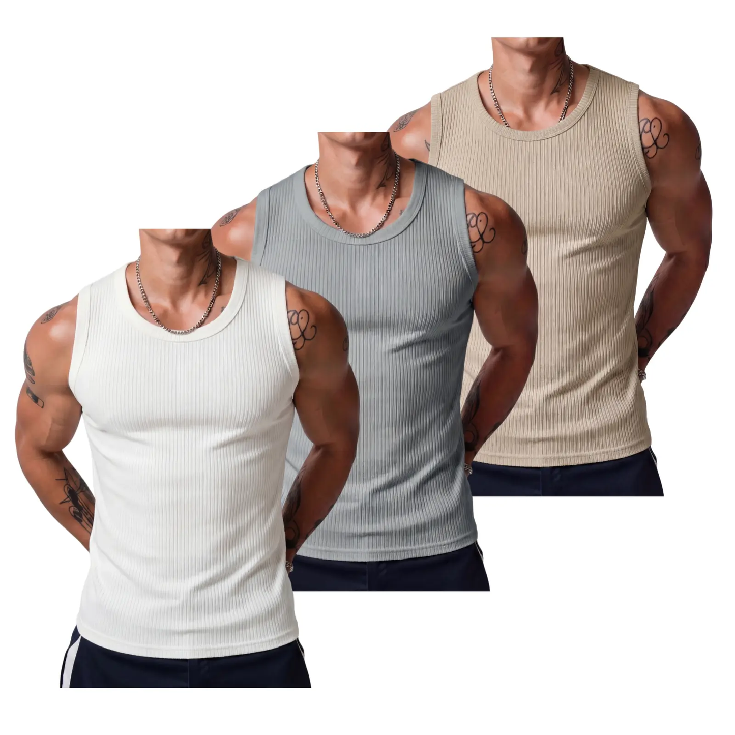 Men's Wide Strap Ribbed Tank Top