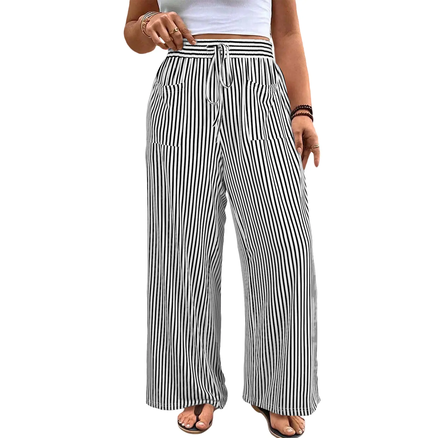Womens Plus Size Wide Leg Pants with Pockets