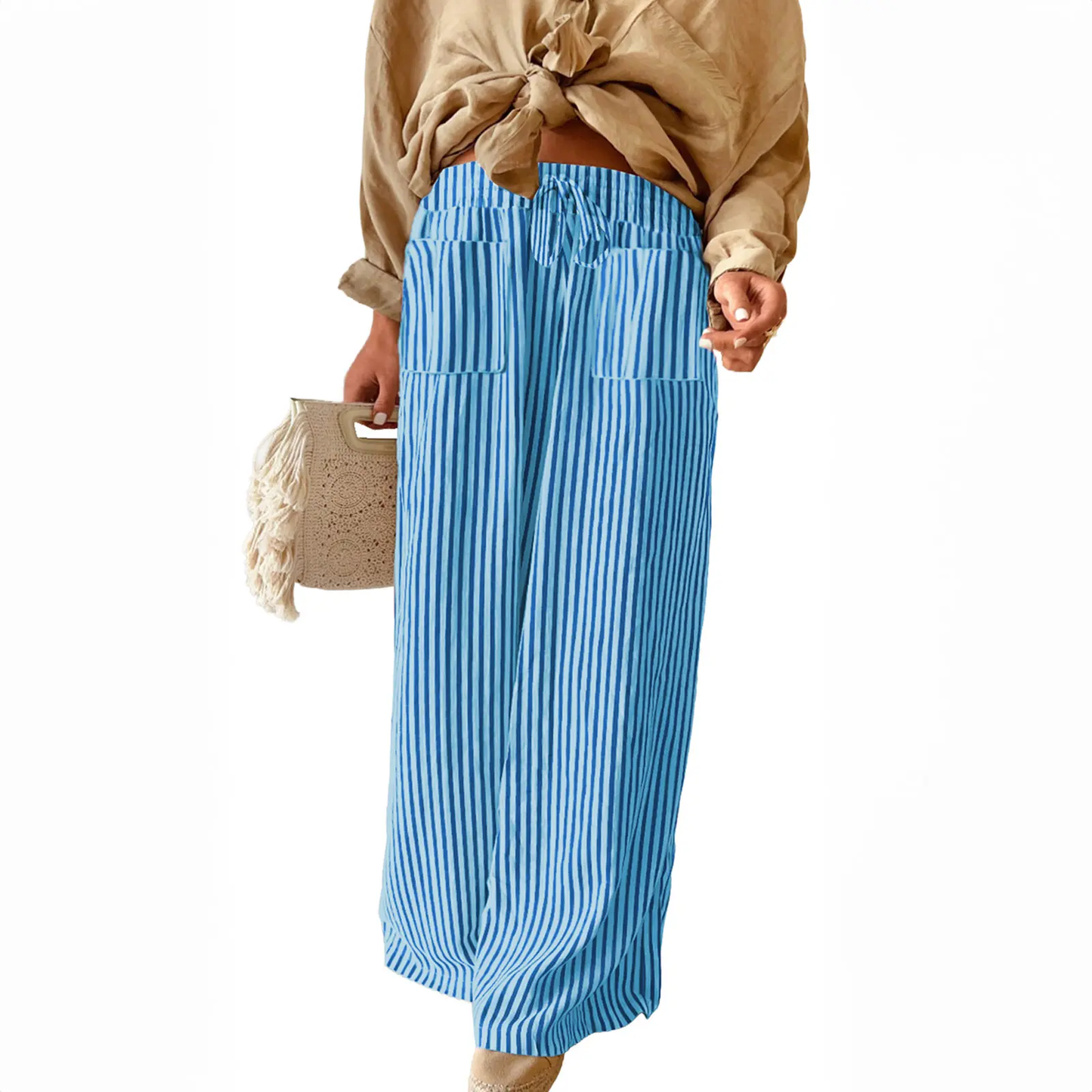 Womens Plus Size Wide Leg Pants with Pockets