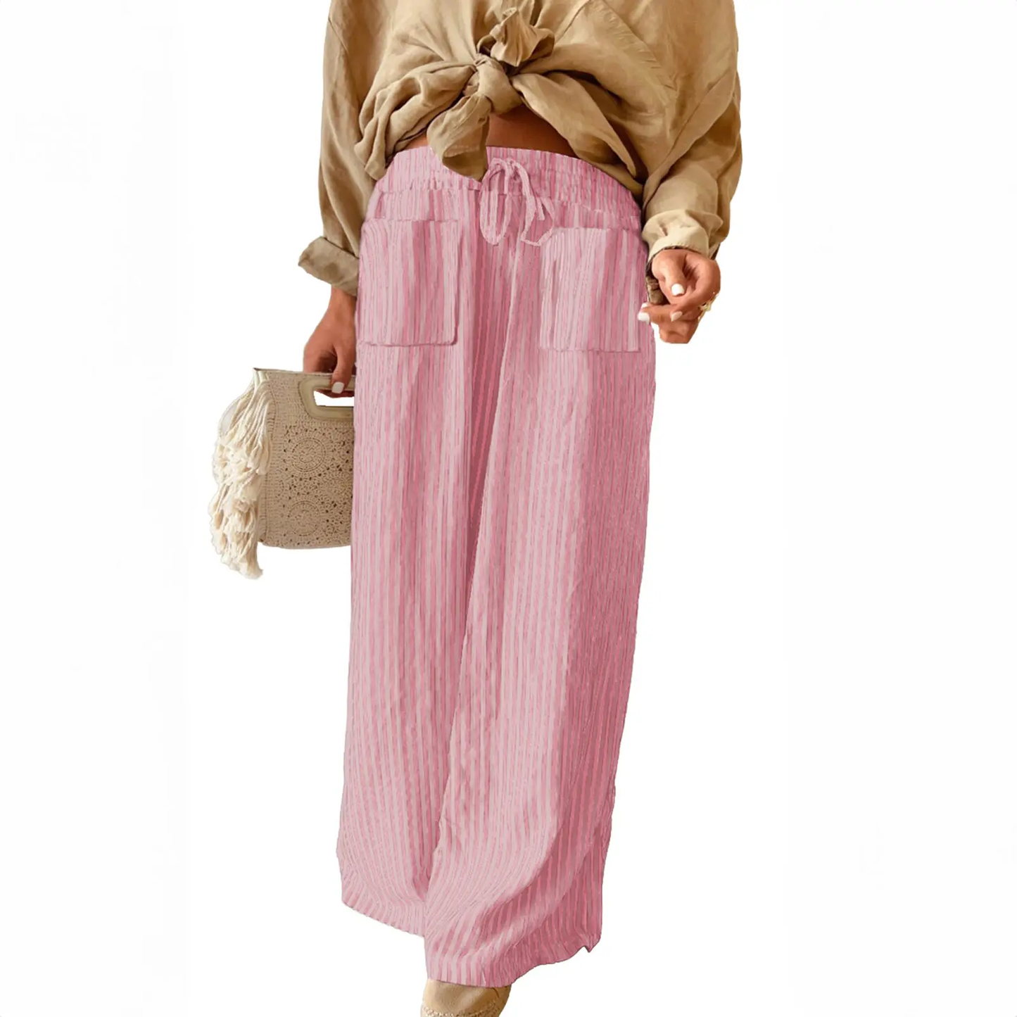 Womens Plus Size Wide Leg Pants with Pockets