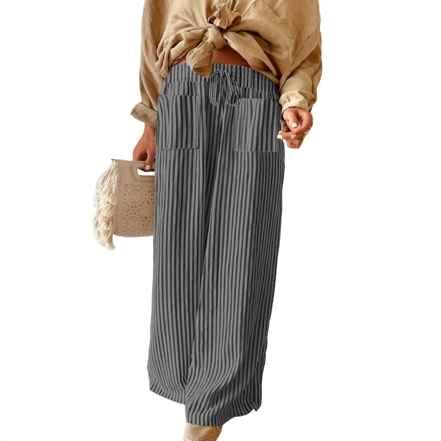 Womens Plus Size Wide Leg Pants with Pockets