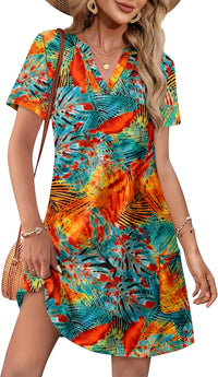 Orange Green Floral