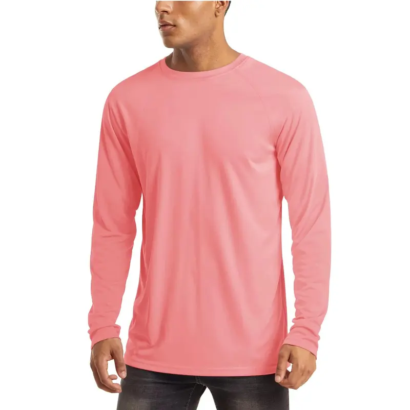 Men's UPF 50+ Long Sleeves Shirts Quick Dry Lightweight Summer Sportswear Crew Neck Tops