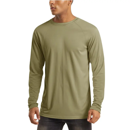 Men's UPF 50+ Long Sleeves Shirts Quick Dry Lightweight Summer Sportswear Crew Neck Tops