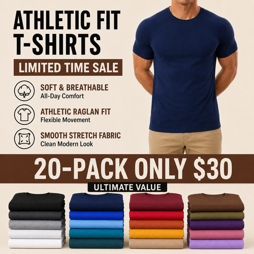 Men's Raglan Sleeve Tee, Athletic Tapered Fit