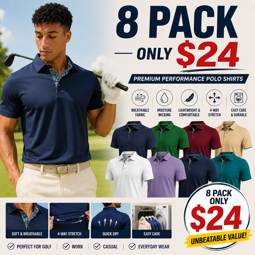 Men's Polo Shirts (Multi-Pack) — Soft, Breathable Pure Cotton Material