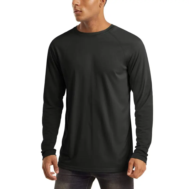 Men's UPF 50+ Long Sleeves Shirts Quick Dry Lightweight Summer Sportswear Crew Neck Tops
