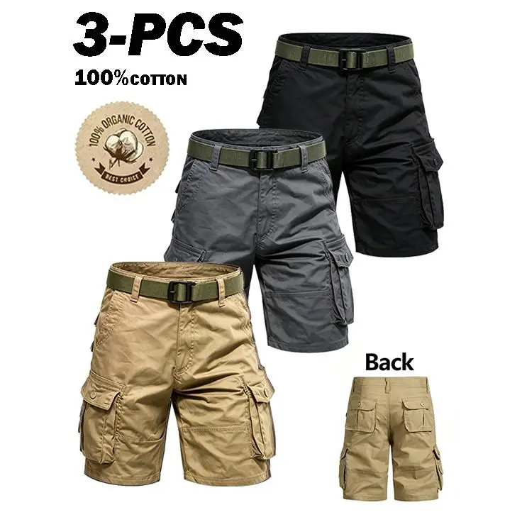 Men's Lightweight Cargo Shorts with Belt & Functional Pockets