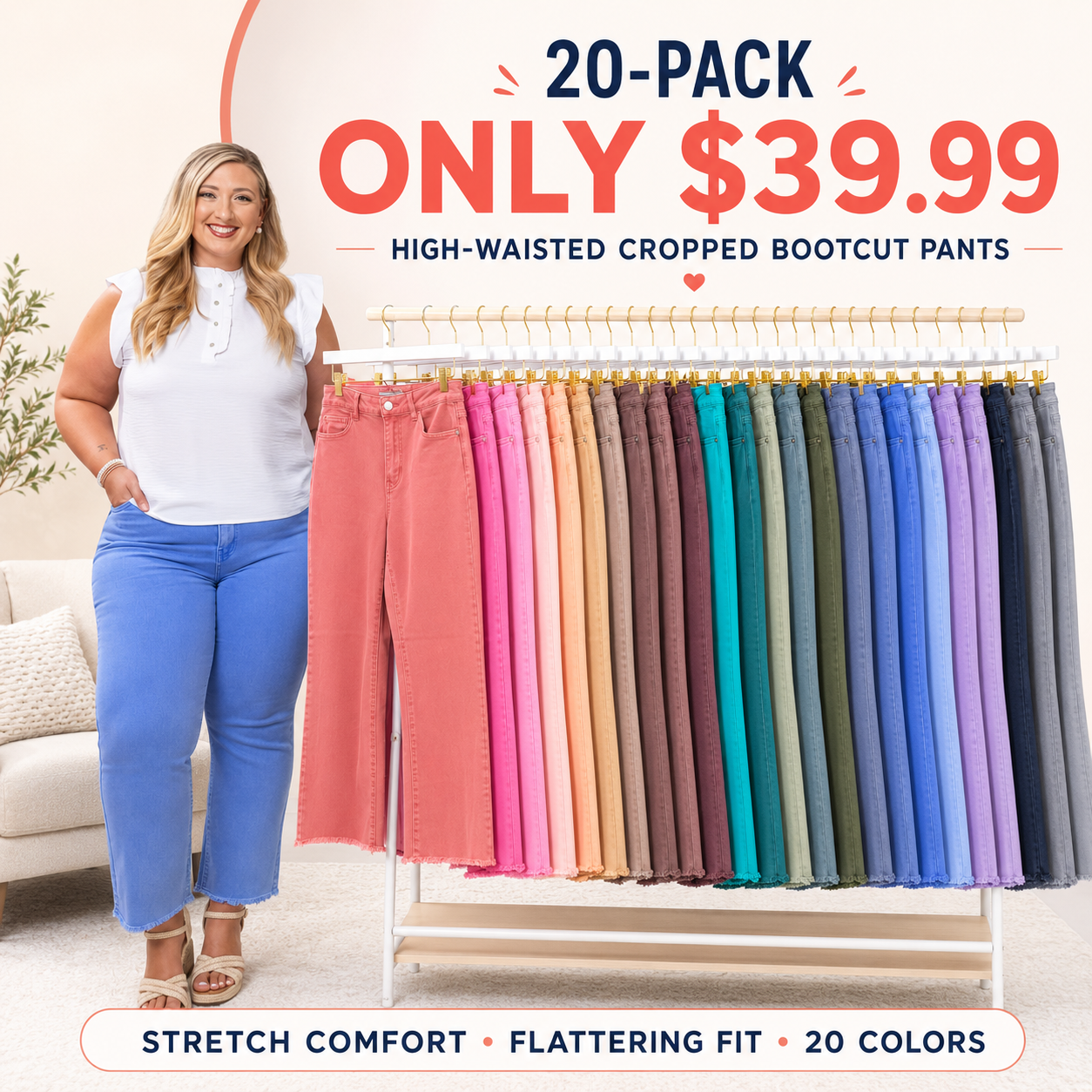🔥 Limited-Time Sale ✨ Women's High Waist Cropped Bootcut Jeans | Acid Wash Stretch Denim Pants | Frayed Hem Casual Flare Trousers 👖