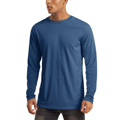 Men's UPF 50+ Long Sleeves Shirts Quick Dry Lightweight Summer Sportswear Crew Neck Tops